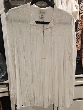 Rachael Zoe White Embroidered Tunic Flowy Top
